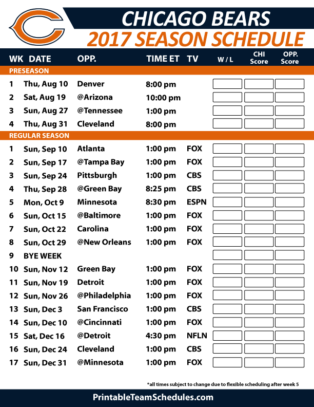Chicagobearsschedule Chicagobearsschedule
